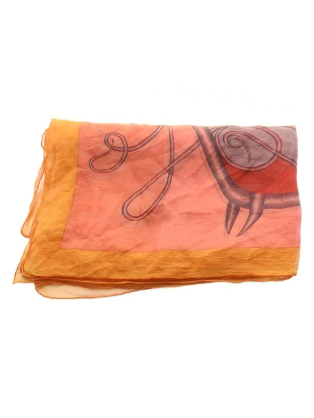 Hermes Carre 140 Coupde Fouet Shawl Scarf Large All Over Pattern Silk Orange